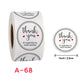 Thank you reward sticker, round black border, red hearts, small-business text, 2.5cm