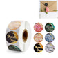 Thank you reward stickers roll with colorful round designs, script text and multicolor