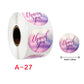 Round "Thank you" sealing sticker labels on a roll, 1 inch/2.5 cm size marker