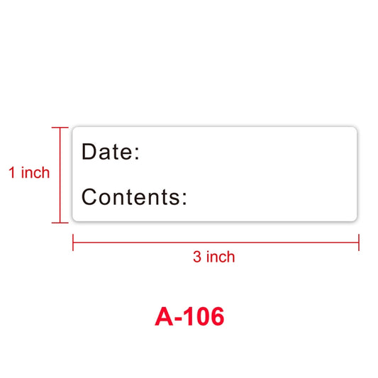 White label template: Date: and Contents:, 1 x 3 in