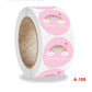Rainbow cloud thank-you roll sticker strip, three pink circular labels