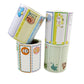 Sheet roll of children’s name stickers with zoo animal graphics in rows