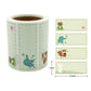 Kids name sticker labels roll with illustrated animals and blank label panels