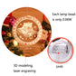 LED circular medallion lamp with gold engraved holiday icon, unlit inset shown