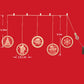 LED Christmas light curtain spacing diagram with five circular bulbs, 16 cm apart