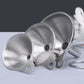 Stainless steel funnels with side handles, shown in a three-piece set