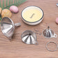 Stainless steel funnel set with three spouts and circular sealing ring