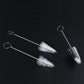 Nozzle cleaning brush set with long wire shafts, white bristle heads, ring loops
