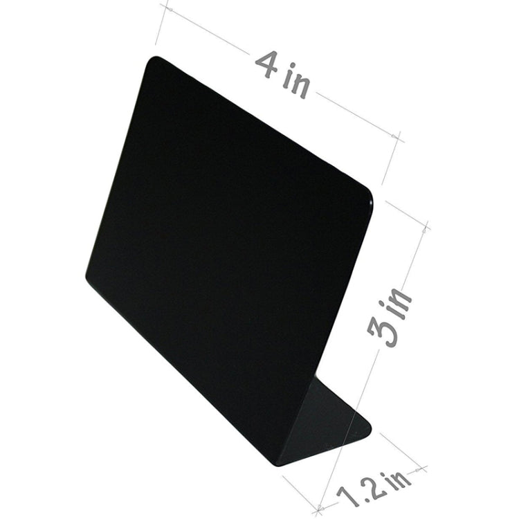 Black tabletop acrylic board with rounded corners, shown with 4 in x 4 in size