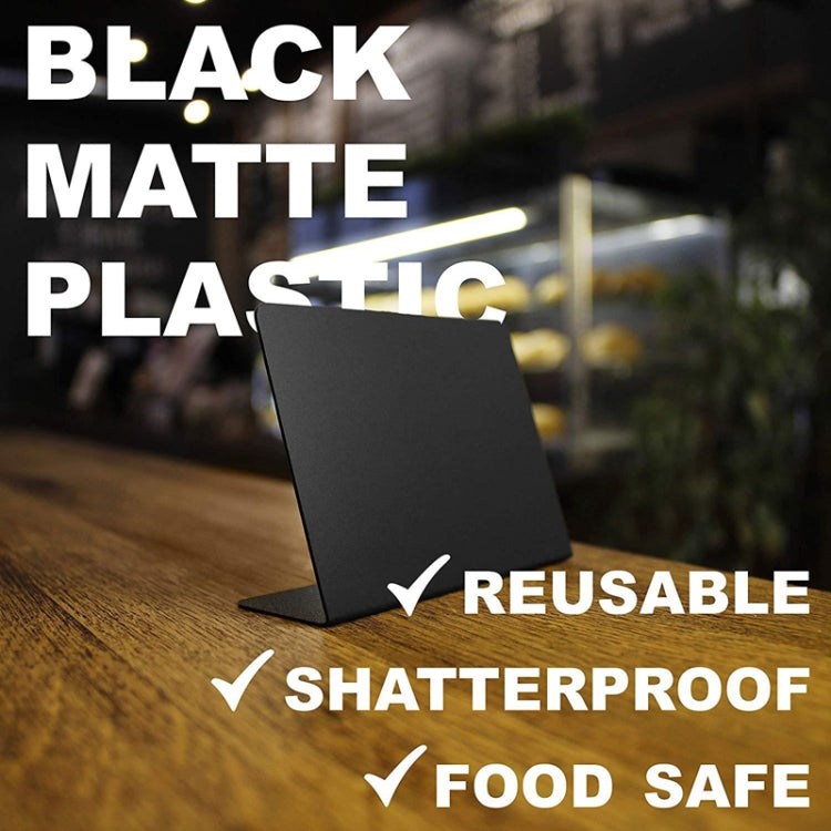 Black matte desktop acrylic board, upright on a table