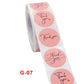 Thank you baking sticker strip with pink round labels and heart; includes G-07