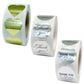 Decorative thank-you and heart label stickers on rolls, metallic accents