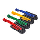Manual cigarette making machine set in red, green, blue, and yellow on black bases
