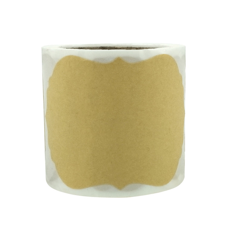 Single beige kraft paper gift label sticker with scalloped rectangle shape