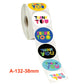 Strip of circular Thank You stickers on a roll, multiple colorful designs