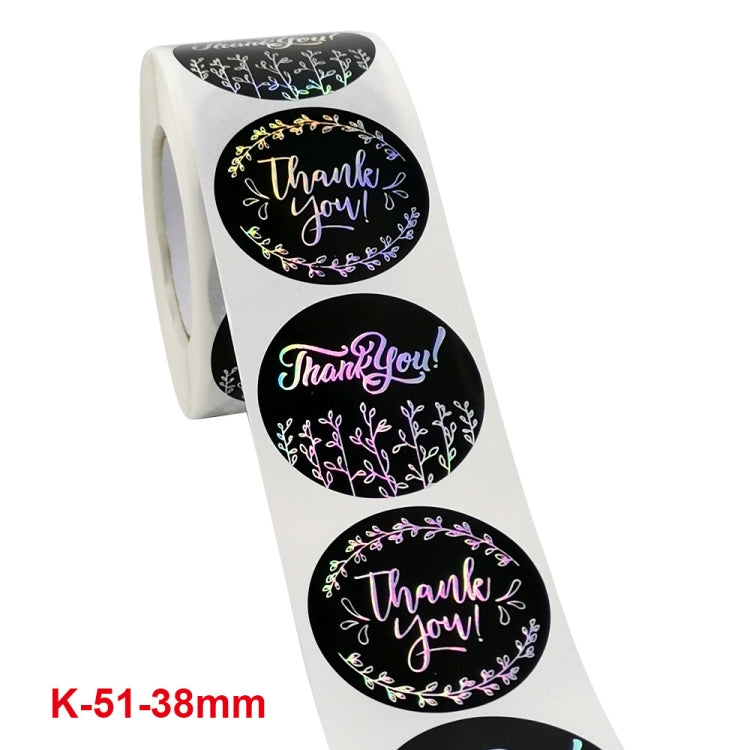 Sheet of round 'Thank you' stickers with multicolor floral border on black circles