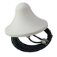 Outdoor log-periodic style antenna with white radome and coax connector
