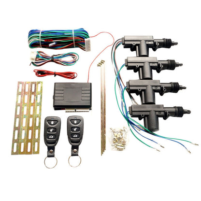 Car central locking keyless remote kit with wiring harness, two remotes, mounting plates