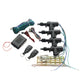 Car central locking kit contents: control module, four actuator motors, two remotes