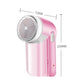 Pink USB hair remover with round head; approx. 72mm wide and 120mm tall