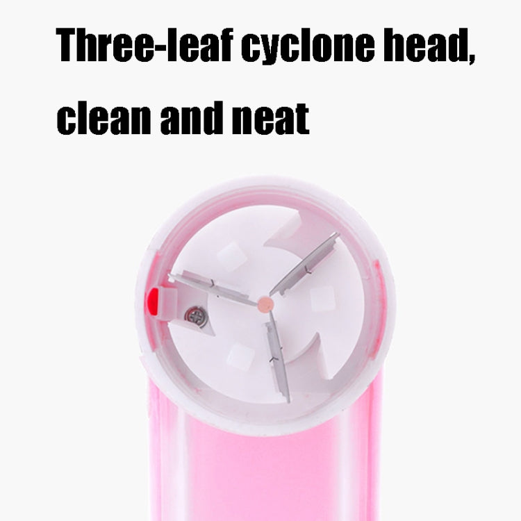 USB depilator with three-leaf cyclone head inside clear shaving chamber