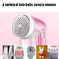 Pink USB depilator with perforated head for removing lint, fuzz, and hair balls
