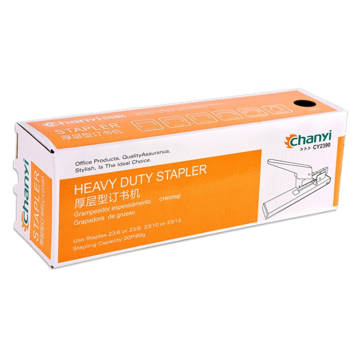 Heavy duty stapler retail box, orange and white, chanxi branding, model 230/231