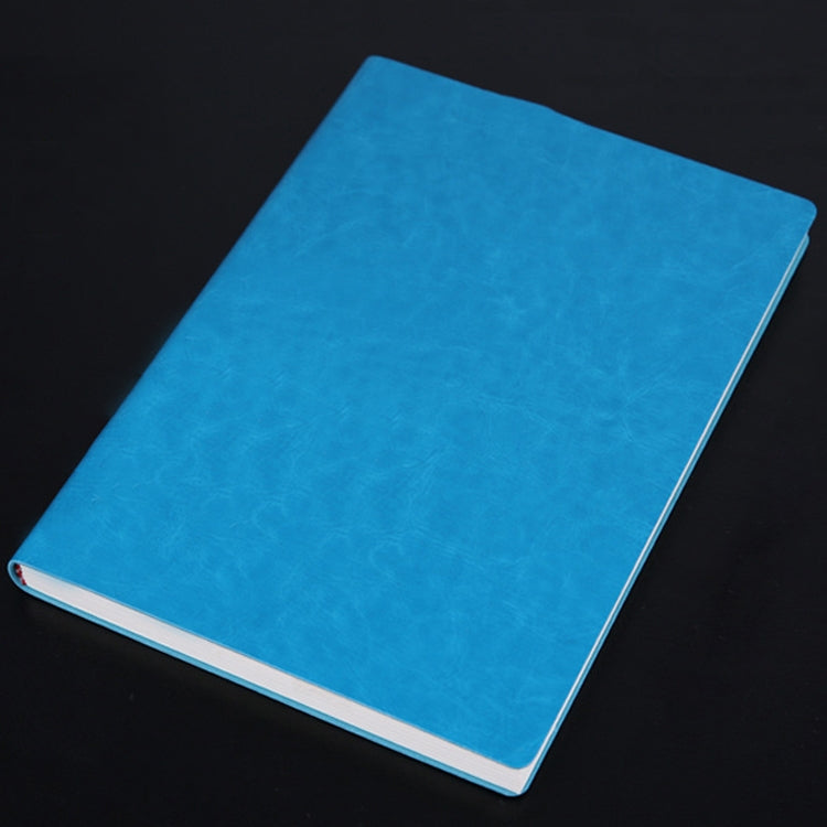 Bright blue A5 PU notebook with smooth cover and white page edges