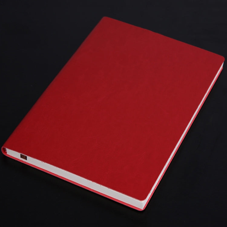 Red A5 PU notebook with smooth cover and white page edges