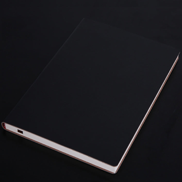 Black A5 PU notebook with smooth cover and white page edges