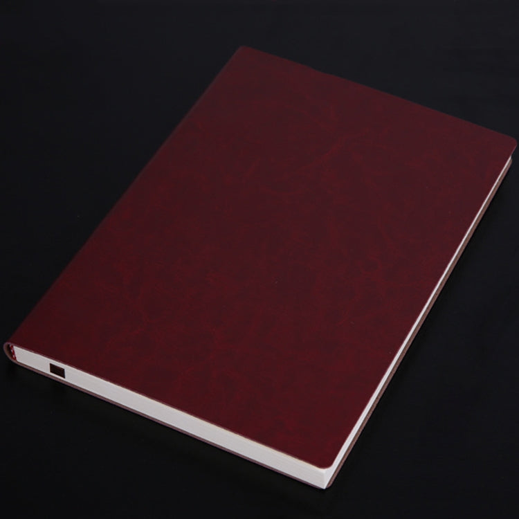 Burgundy A5 PU notebook with subtle texture and white page edges