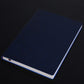 Navy blue A5 PU notebook with smooth cover and white page edges