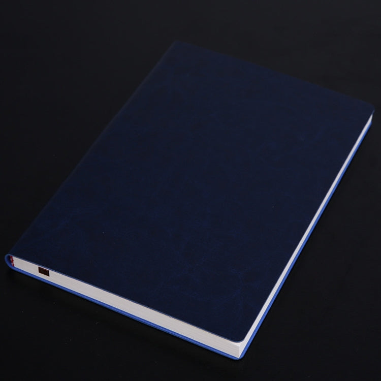 Navy blue A5 PU notebook with smooth cover and white page edges