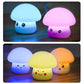 Colorful silicone mushroom night lights set: blue, pink, green, yellow, and orange