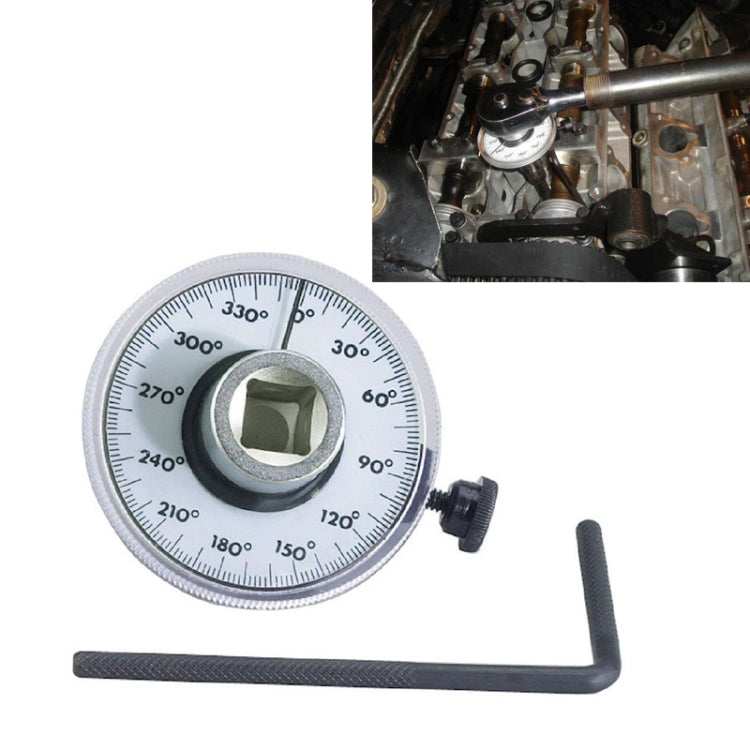Adjustable torque angle gauge with circular protractor scale and hex key