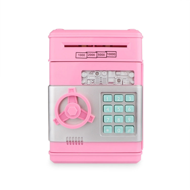 Pink electronic piggy bank ATM with keypad and dial