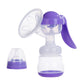 Purple adjustable manual breast pump with transparent bottle and funnel