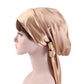 Satin ribbon bow turban hat in beige/gold, side bow detail for women