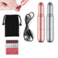 Portable electric nail polisher set with rose and silver pens, cable, pouch, and heads