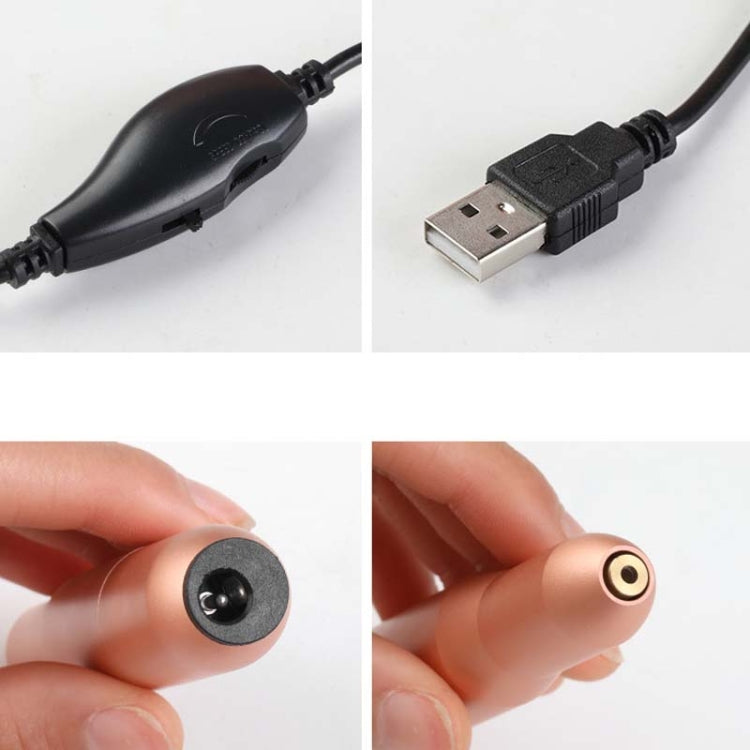 USB nail polisher charging cable with black controller and metal bit end