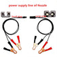 Nozzle power cable kit with black wires, red and copper alligator clips, plug ends