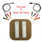 Nozzle cleaning kit with two white holders and wire leads with red clamp terminals