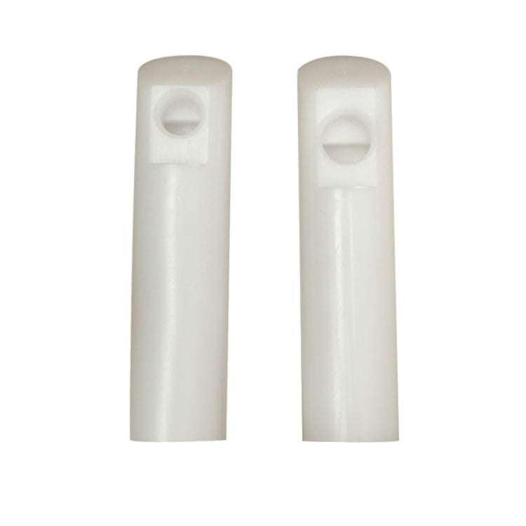 Pair of white plastic nozzle cleaning holders with circular ports