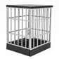 Mobile phone storage box with white metal bars, black lid, and key lock