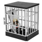 Mobile phone storage box holding phones behind white metal bars and lock