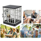 Mobile phone storage box with key lock, black top, and white metal cage