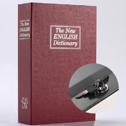 Hardcover dictionary book safe with key lock and keys, red-brown color