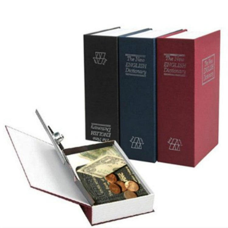 Set of hardcover dictionary book safes with open compartment and keys