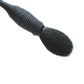 Blush makeup brush close-up showing black ribbed handle and dense oval bristles