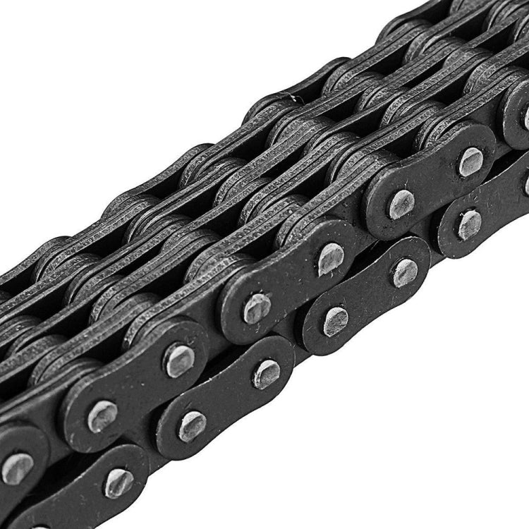 Close-up of oil filter chain wrench roller links with metal rivets